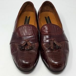 Men's Stacy Adams Snake and Leather Size 9.5W Tassel Loafers